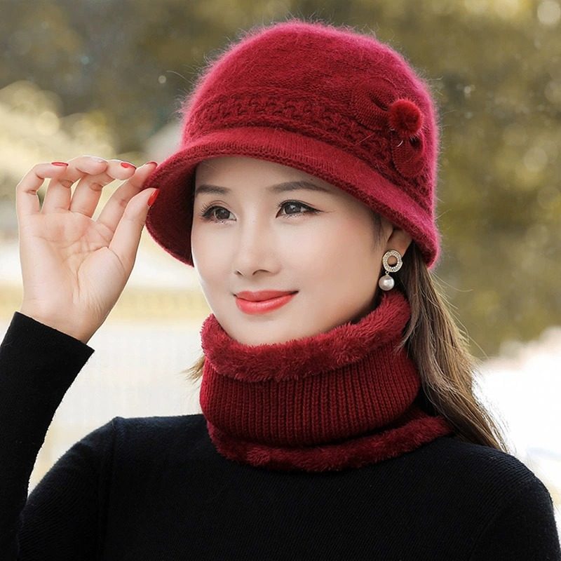 冬季妈妈帽保暖加绒老太太针织毛线帽冬天送奶奶围脖中老年帽子女,淘宝优惠券,粉丝福利购,淘宝优惠卷