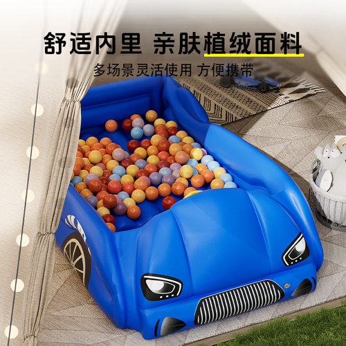 儿童充气床垫跑车炫酷造型小孩玩耍神器婴儿宝宝充气床便捷折叠床 - 图0