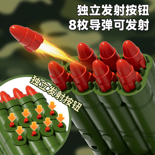 儿童合金导弹车玩具火箭炮八连发射车男军事模型汽车礼物消防车 - 图1