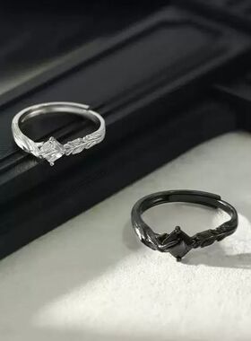 百搭乌鸦与白鸽情侣戒指女男一对小众高级情节人纪念日礼物送女友