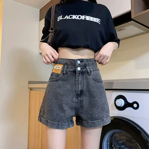 胖mm高腰牛仔短裤女夏季设计感韩版宽松显瘦热裤子休闲百搭通勤 - 图0