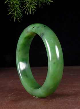 正品和田碧玉手镯富贵手镯少女气质妈妈镯子送礼国风真玉石多规格