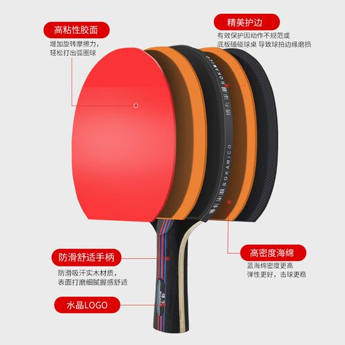 芈潮乒乓球拍正品旗舰店儿童成人套装专业级兵乓球拍胶皮直拍长柄 - 图0