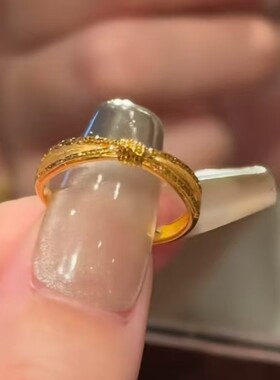 新中式古法金色丝带戒指女复古时尚小众百搭设计感指环轻奢可调节