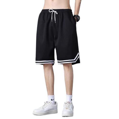 夏季冰丝短裤男外穿宽松篮球运动裤子男五分休闲中裤白色黑色居家 - 图3