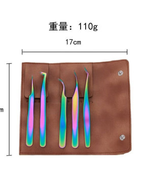 彩钛高精密镊子嫁接睫毛套装美睫美甲师专用尖头夹子金羽夹炫彩