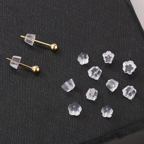 梅花耳堵diy耳饰配件透明防过敏防掉耳塞防掉耳后堵头耳后塞耳堵 - 图2