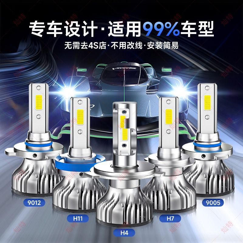 2024灿特双面48灯珠汽车led大灯灯泡h7h11h4激光远近光强光超亮