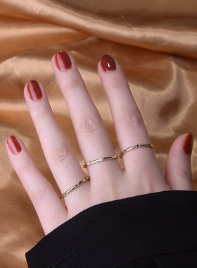 s925纯银时尚简约锆石戒指欧美ins风气质女士镶钻百搭指环手饰品