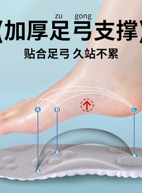 劳保鞋专用鞋垫防脚痛软超软久站不累踩屎感吸汗防臭透气减震男士