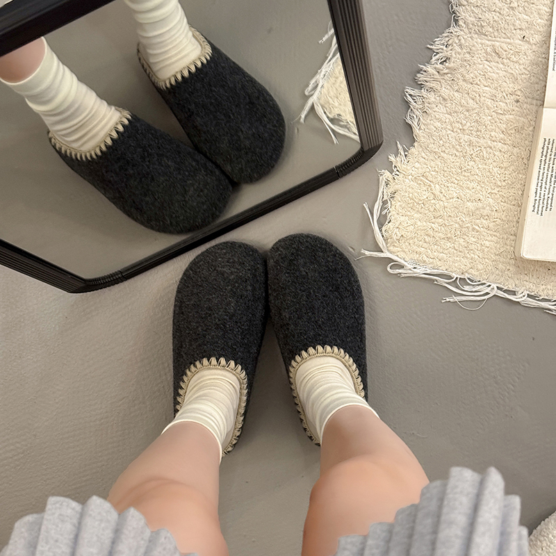 巨好看厚底勃肯鞋加绒保暖包头毛毛拖鞋女外穿2025新款秋冬棉拖鞋 - 图1