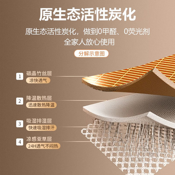 Qianzhiju Bamboo Mat Home Summer Double-sided Foldable Student Dormitory Single Mat Summer Mattress Straw Mat