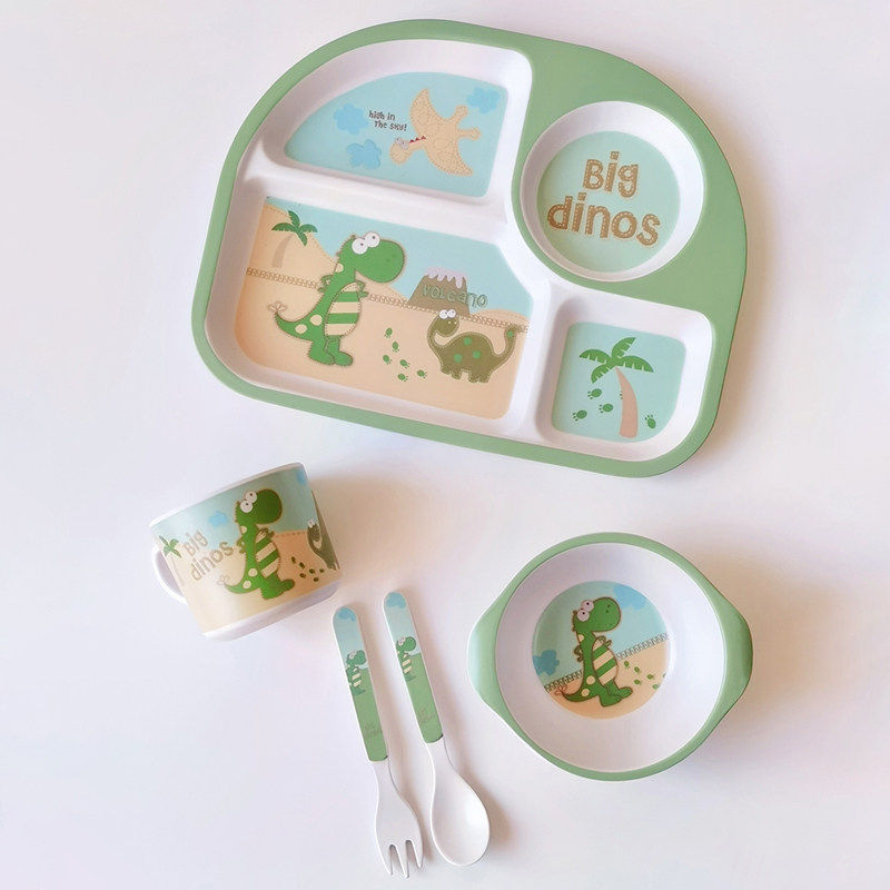 儿童餐盘分格卡通可爱宝宝家用吃饭辅食碗勺子竹纤维婴儿餐具套装,淘宝优惠券,粉丝福利购,淘宝优惠卷