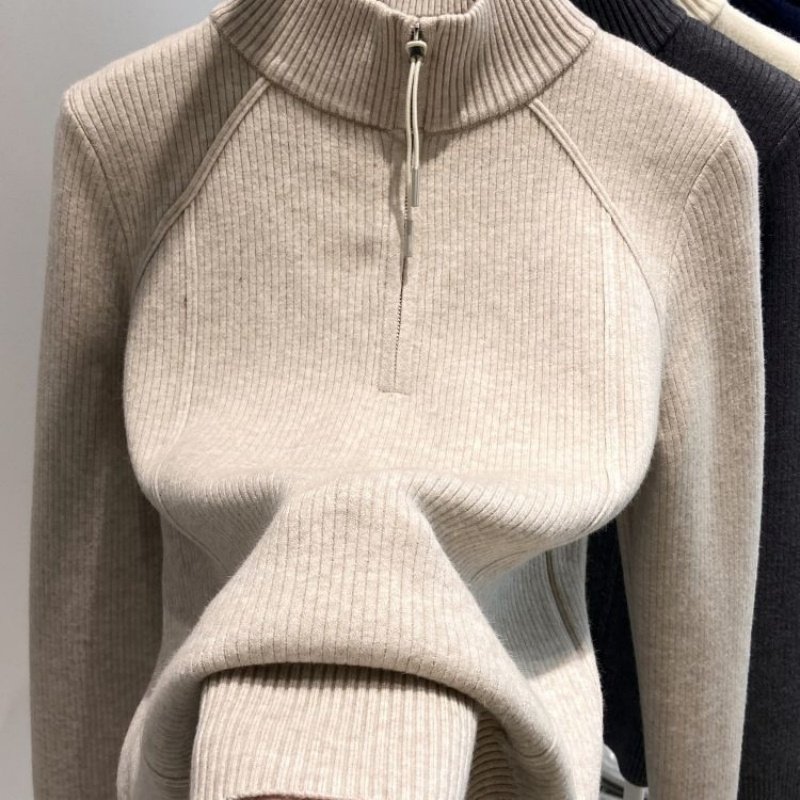 半拉链加厚一体绒大码内搭针织毛衣女春季秋冬半高领正肩打底上衣,淘宝优惠券,粉丝福利购,淘宝优惠卷