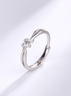 S925纯银爱意交织情侣戒指小众设计轻奢男女对戒简约学生情人节礼