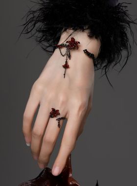 个性曼陀罗手镯暗黑风小众高级感冷淡男女手环甜酷辣妹中式手链