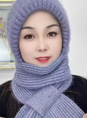 毛线松鼠绒无檐保暖帽秋冬加厚