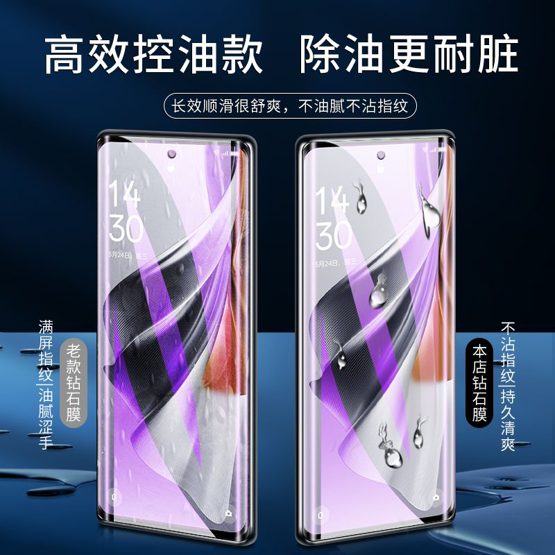 适用opporeno11/10/9钢化膜曲面a1pro/2pro手机膜全屏高清保护findx6pro水凝膜全包新款全胶防偷窥防指纹曲屏 - 图1