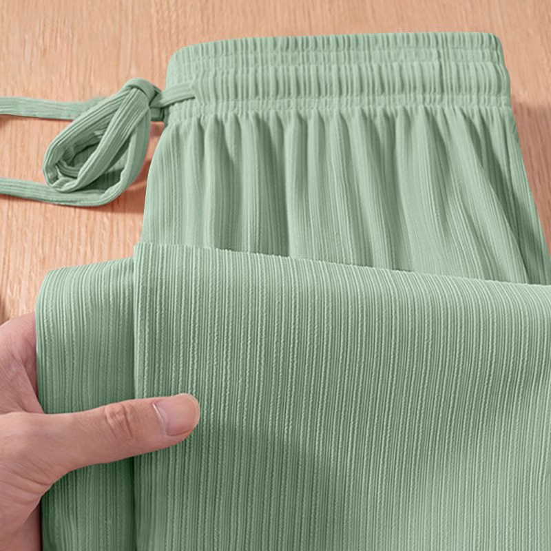 大码女装冰丝防晒裤女夏薄款2025新款200斤胖mm直筒阔腿居家睡裤 - 图0