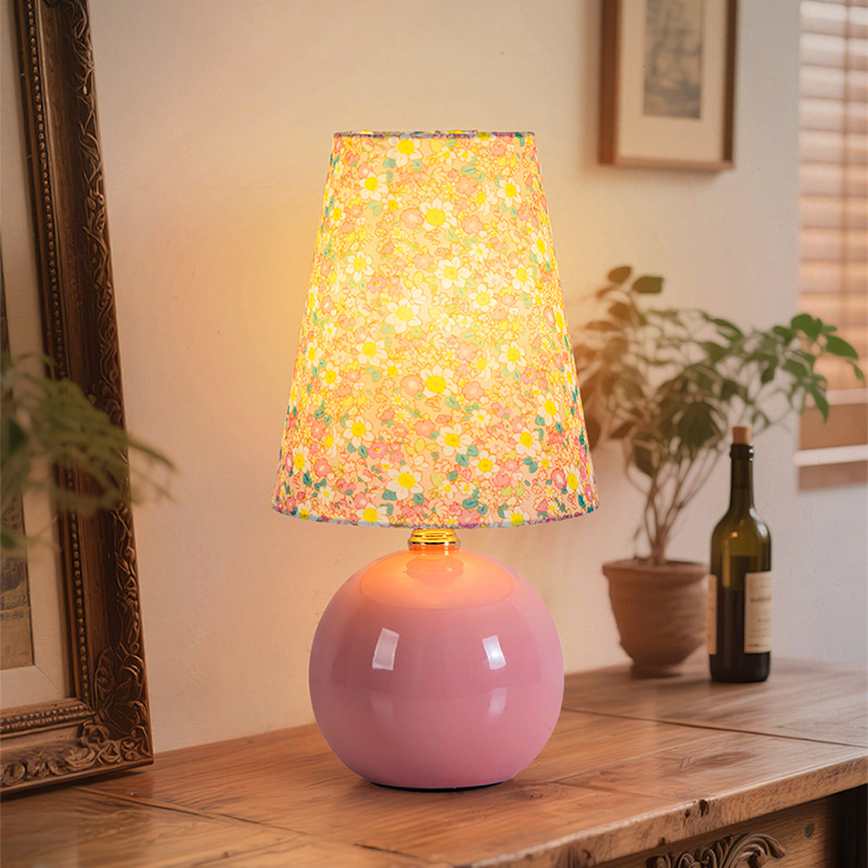 碎花台灯陶瓷小台灯网红遥控床头灯卧室创意温馨法式护眼家居语音 - 图2