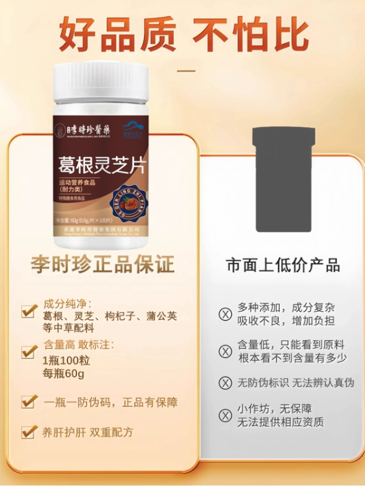 葛根灵芝护肝片李时珍正品官方旗舰店男女士可搭养肝排毒清调理肝