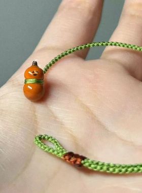 一只小葫芦 编织绿绳森系手链2025新款小众轻奢精致时尚显白手饰