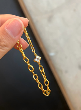 镶钻四叶草双层手链新爆款女高级感轻奢小众个性时尚精致手饰