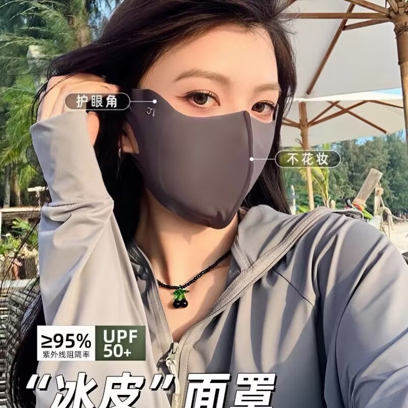 冰丝防晒口罩女护眼角防紫外线透气面罩遮脸护脸可水洗高颜值薄款-图0