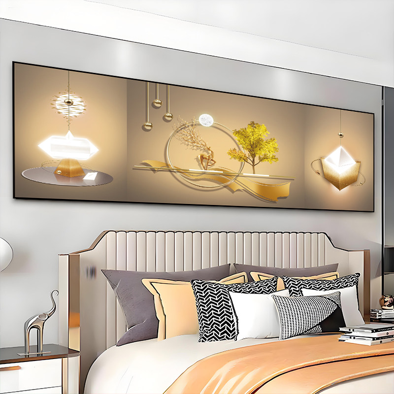背靠金山床头画现代简约卧室床头装饰挂画客厅沙发背景墙轻奢贴画,淘宝优惠券,粉丝福利购,淘宝优惠卷