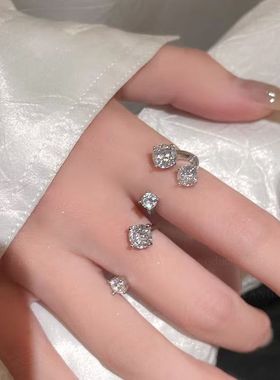 超闪马蹄环戒指女小众独特设计感高级气质开口指环2025新款食指戒