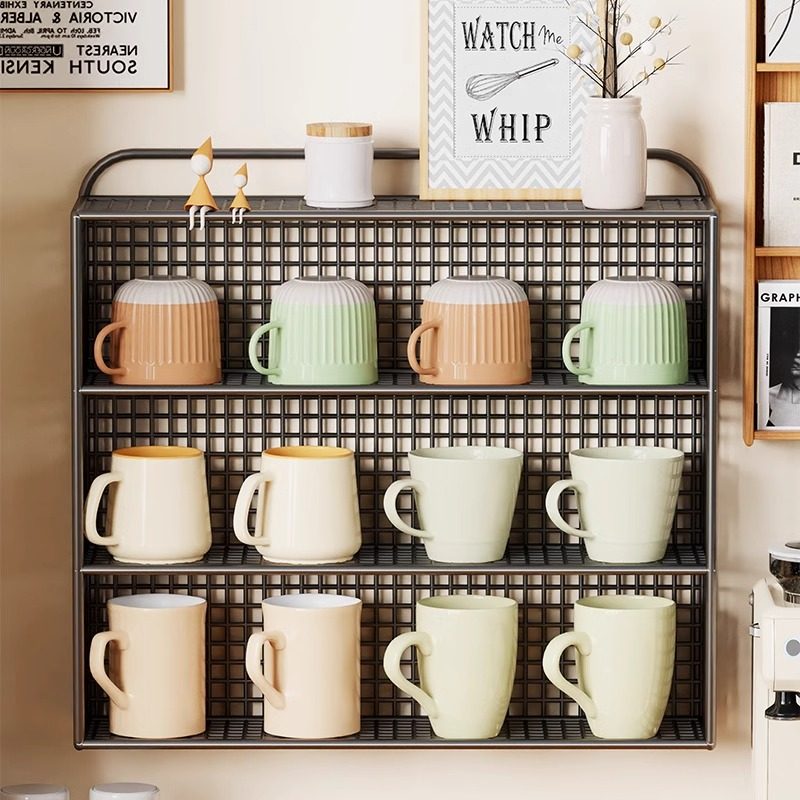 杯架子水杯收纳架壁挂式茶杯放置架收藏架桌面零食架双层多层分层,淘宝优惠券,粉丝福利购,淘宝优惠卷