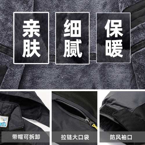 工作服棉袄男冬季劳保棉服加绒加厚2024棉衣男款冲锋衣外套中年 - 图3