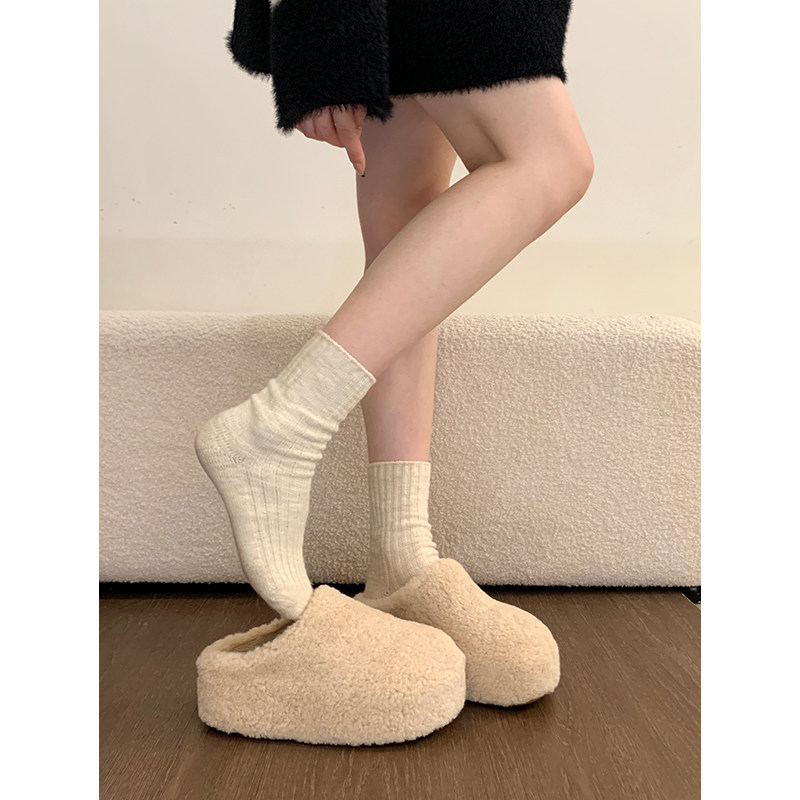 厚底增高加绒勃肯鞋包头半拖棉拖鞋女冬外穿2025新款毛毛拖鞋高跟,淘宝优惠券,粉丝福利购,淘宝优惠卷