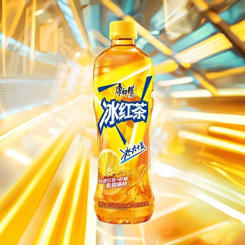 康师傅冰红茶柠檬味茶饮品500ml柠檬味茶饮品冰力十足瓶装