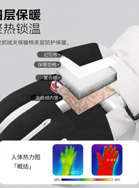 男士保暖手套冬季骑行电动车防风抗寒零下30度滑雪加绒厚棉触屏女