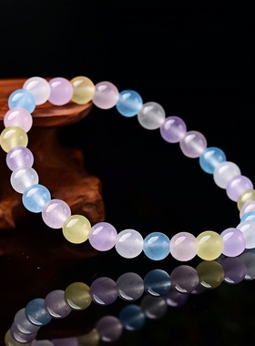 糖果色玉髓手链情绪稳定彩玉手串