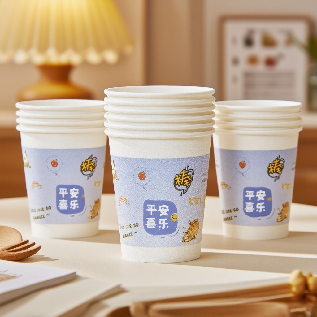 Disposable cartoon paper cup thickened for commercial office home use cute anti-scalding and leak-proof food grade 250ml full box