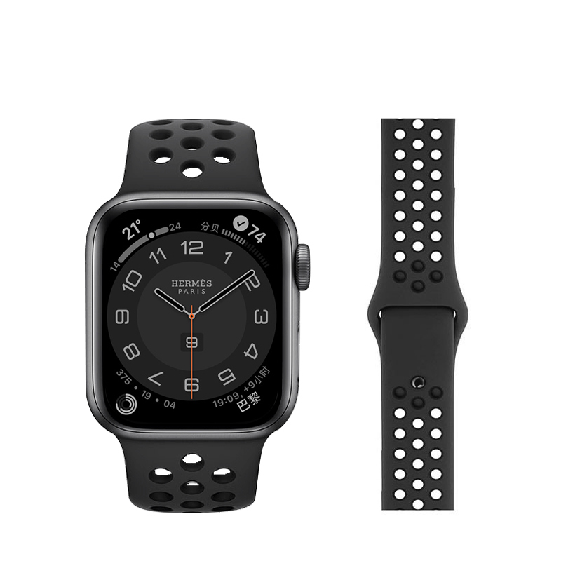 适用apple watch Ultra8/7苹果手表S9表带iwatch6/4代运动se双色液态硅胶40男44回环腕带女45/41mmS8透气智能