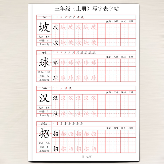 2025 New Primary School Chinese Textbooks for Grades 1, 2, 3, 4, 5 and 6, Synchronized Practice Copybook, Type A, Ministry of Human Resources and Education Edition, Stroke Order, Word Writing Copybook, Writing Chart, Tracing Red