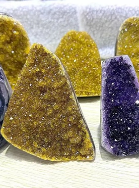 黄水晶摆件消磁净化烤色黄水晶簇