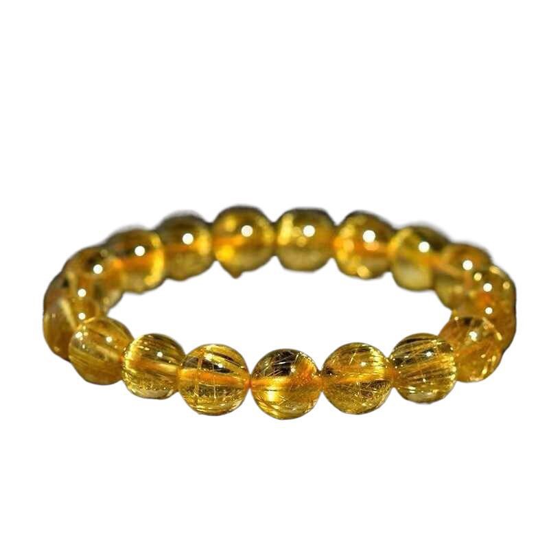 天然金发晶散珠收藏级发晶圆珠钛晶圆珠手链diy招财多宝手串配珠 - 图3