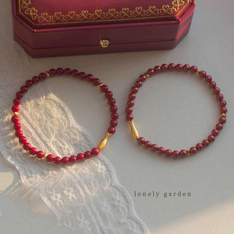 新中式朱砂紫金砂串珠锦鲤小鱼手链女复古年年有余转运珠金鱼手串,淘宝优惠券,粉丝福利购,淘宝优惠卷