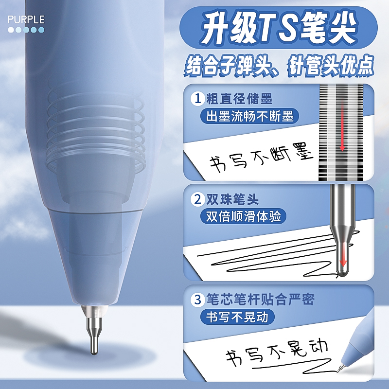 刷题笔中性笔专用高颜值速干按动ins日系CS笔学生用考试笔顺滑0.5笔芯黑色签字笔水笔文具黑笔圆珠笔不断墨 - 图2