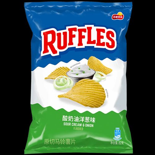 RUFFLES莱芙士波浪薯片酸奶油洋葱味82g*1包/2包 - 图0
