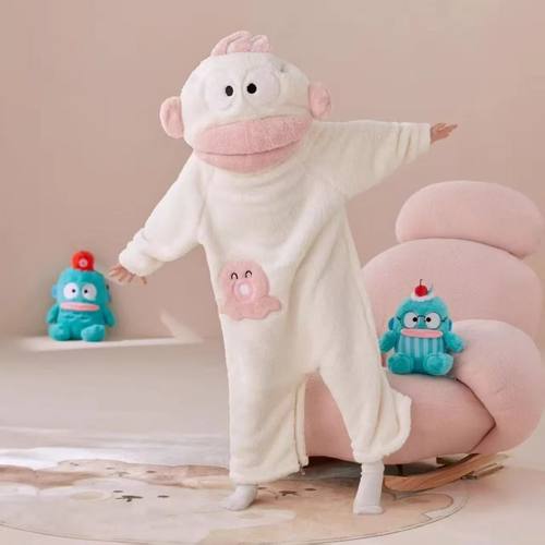 加绒家居服加厚卡通珊瑚绒亲子冬季连体丑鱼卡通儿童睡衣大号男女 - 图0