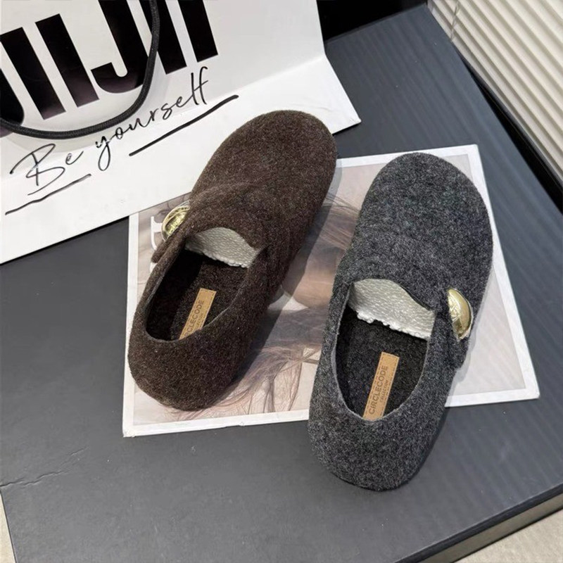 勃肯鞋子女瓢鞋2025年秋冬加绒保暖毛呢内增高乐福鞋灰色毛绒磨砂,淘宝优惠券,粉丝福利购,淘宝优惠卷