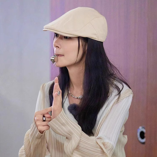 英伦风贝雷帽复古前进帽帽子女款秋季2024新款显脸小鸭舌帽牛仔 - 图2