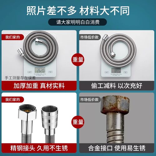 不锈钢花洒软管加密防爆弹簧管浴室卫生间热水器连接管子出水配件 - 图3