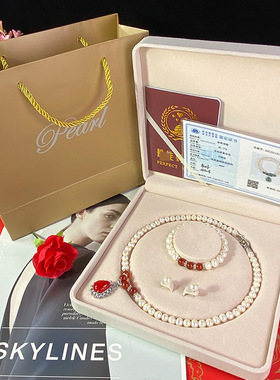 诸暨天然真的淡水珍珠项链饰品套装真珍珠串链母亲节轻奢高级感