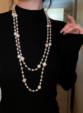 珍珠项链毛衣链叠戴女款2025新款爆款高级感颈链长款国风大气高档